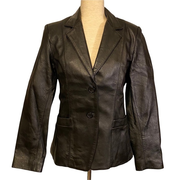 Vintage NYC Whet Blu 90's Y2K Black Leather Jacket Made in Pakistan Small